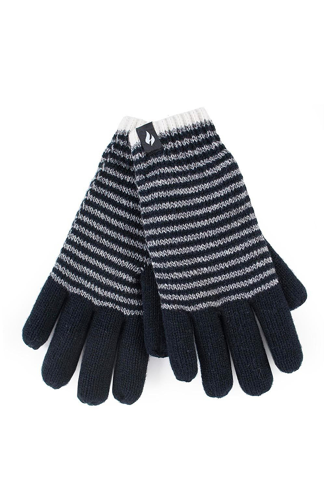 Heat Holders Women's Oslo Stripe Thermal Gloves Black #color_black