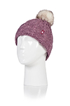 Heat Holders Women's Bridget Cable Knit Roll Up Thermal Pom-Pom Hat Rose #color_rose