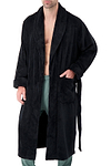 Heat Holders Mens Spa Robe Black Model - Open Front Side