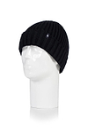 Heat Holders Men's Ribbed Roll Up Thermal Hat Black #color_black