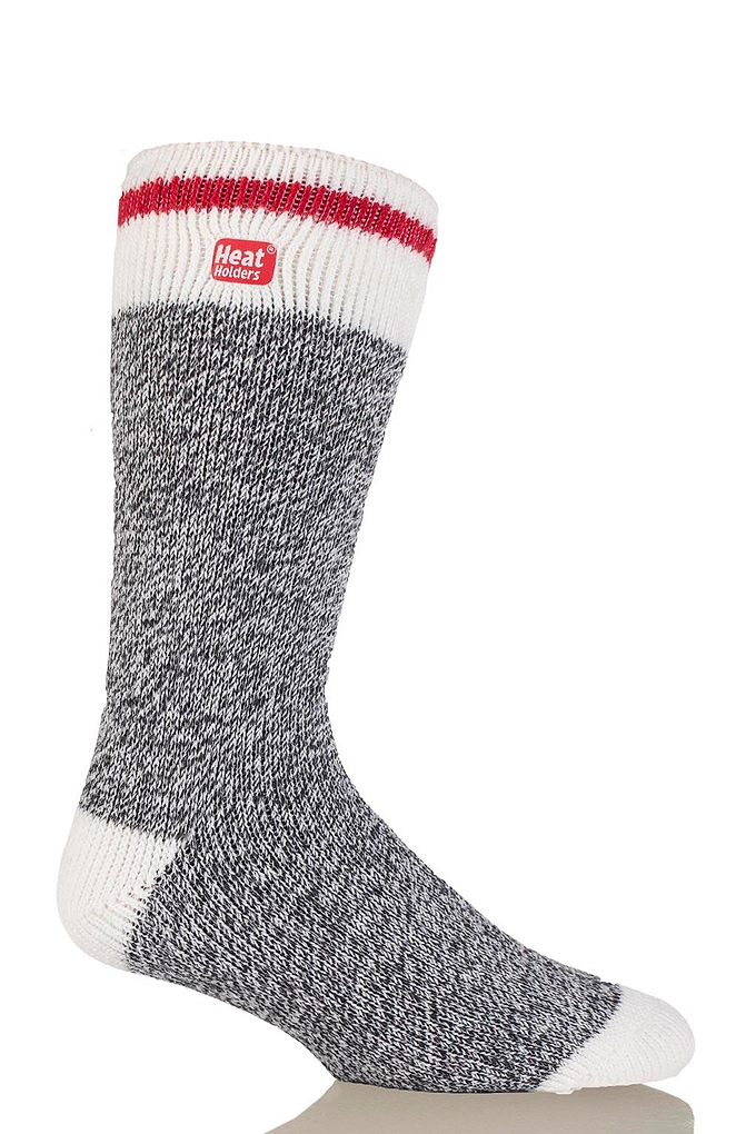 Heat Holders Men's Bunting Lite Cream Block Twist Thermal Crew Sock Charcoal #color_charcoal