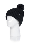 Heat Holders Women's Arden Knitted Thermal Hat With Pom-Pom Black #color_black