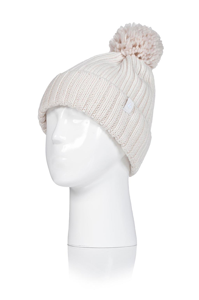 Heat Holders Women's Arden Knitted Thermal Hat With Pom-Pom Cream #color_cream