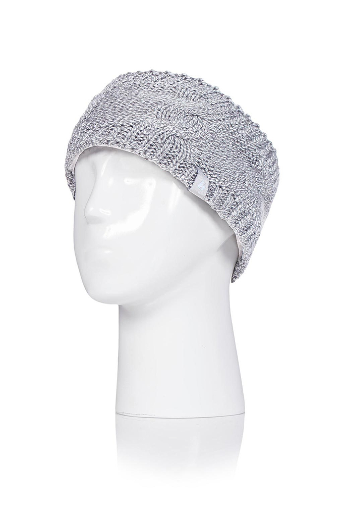 Heat Holders Women's Alta Cable Knit Thermal Headband Light Grey #color_light grey