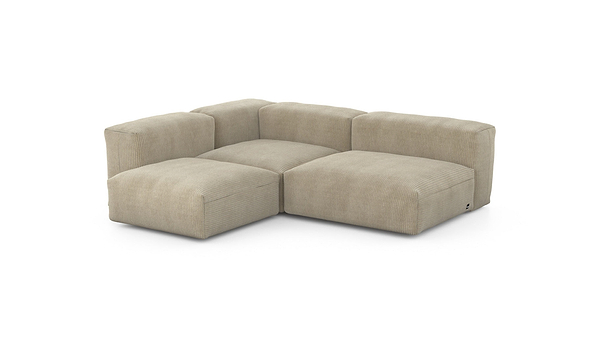 Preset three module corner sofa - cord velours - sand - 241cm x 199cm