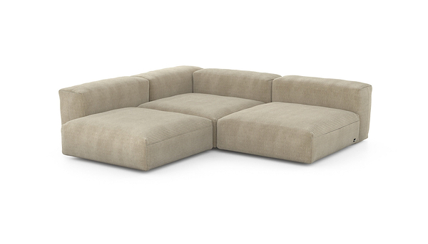 Preset three module corner sofa - cord velours - sand - 241cm x 241cm