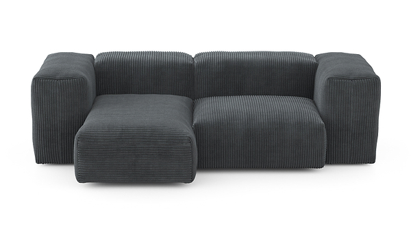 Preset two module chaise sofa - 209 x 115 - cord velour - dark grey