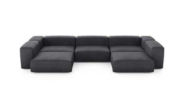 Preset u-shape sofa - leather - dark grey - 377cm x 241cm
