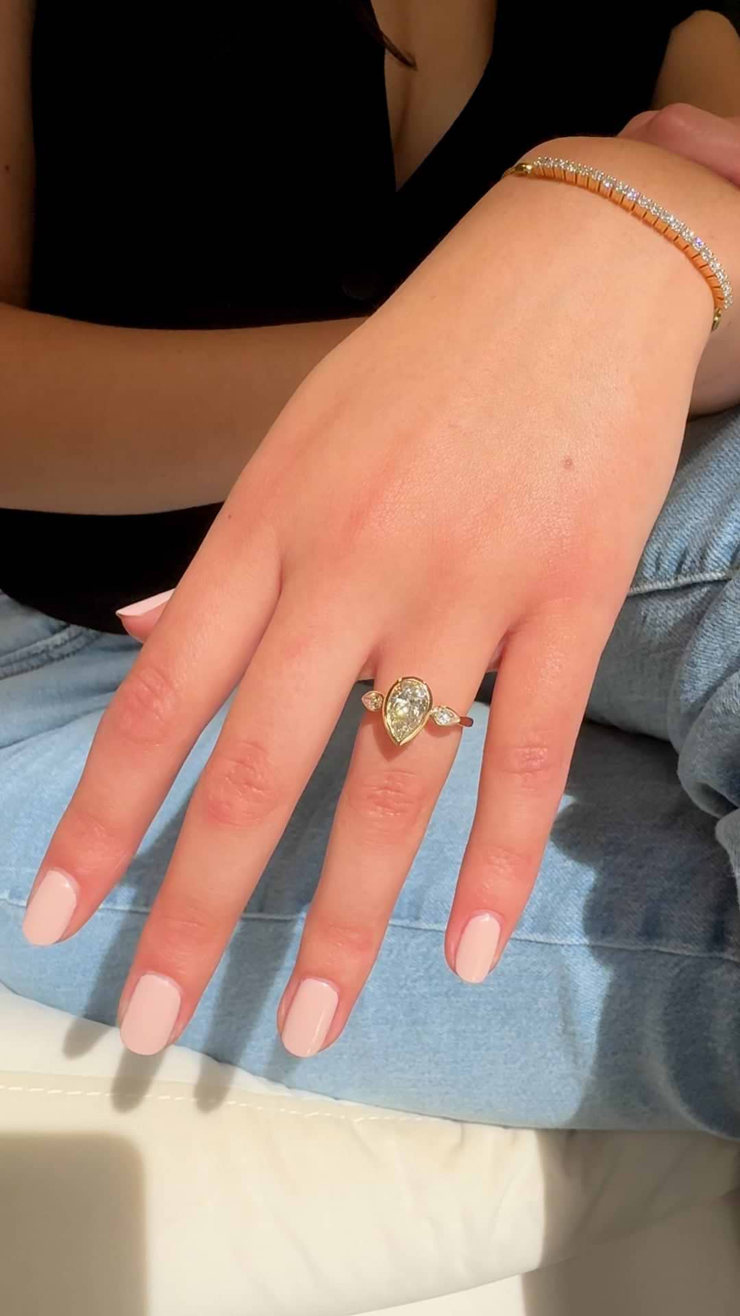 Three Stone Ring in Yellow Gold