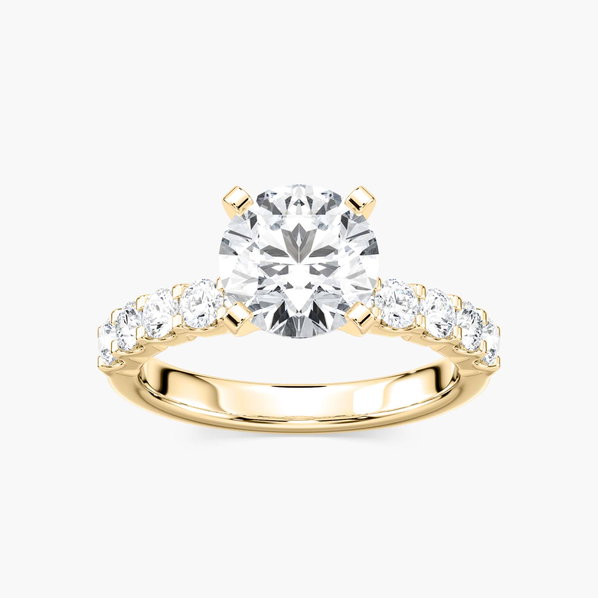 10 Stone Diamond Accented Engagement Ring shown with 2ct Lab Grown Diamond in 14k Rose Gold|10 Stone Diamond Accented Engagement Ring shown with 2ct Lab Grown Diamond in 14k Rose Gold