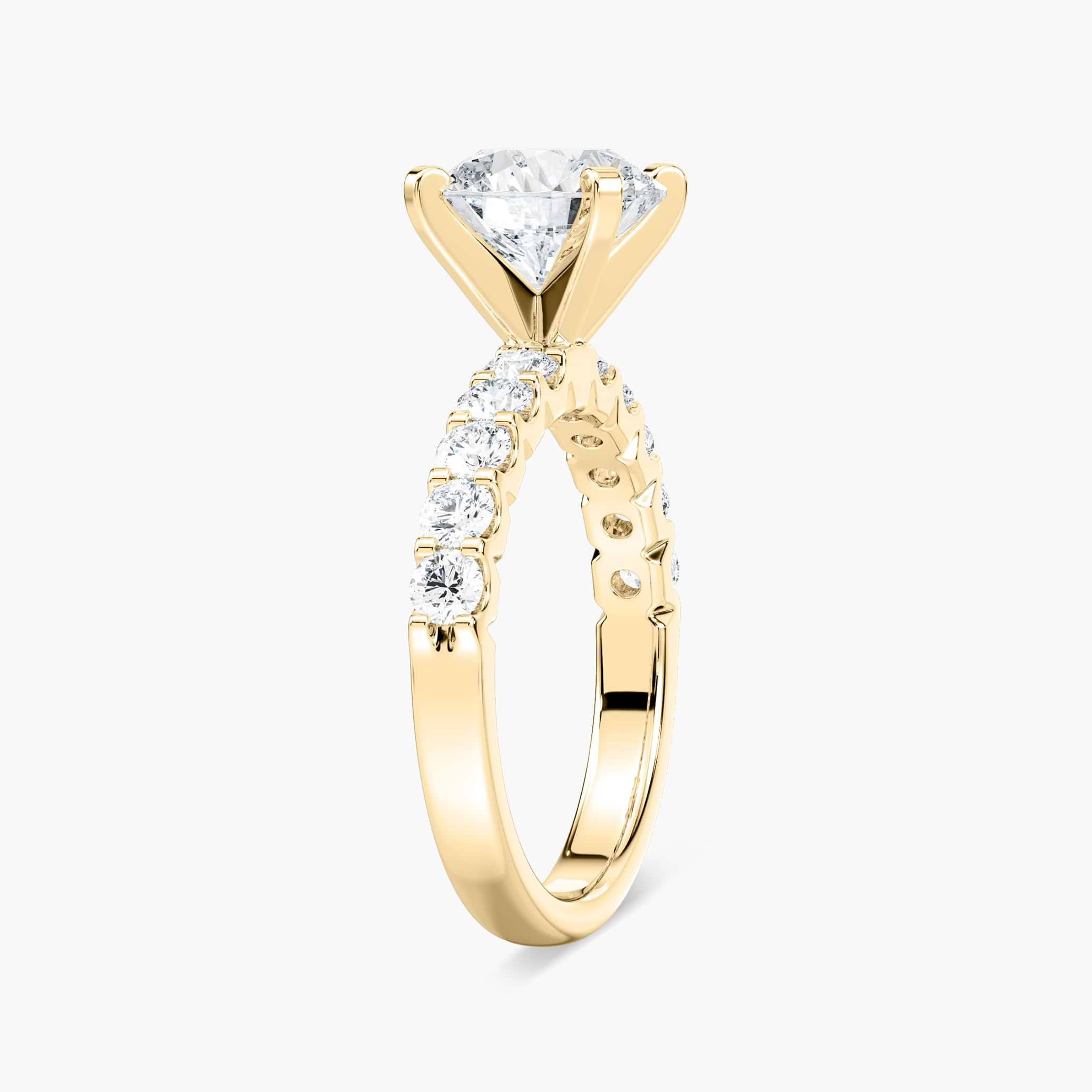 10 Stone Diamond Accented Engagement Ring shown with 2ct Lab Grown Diamond in 14k Rose Gold|10 Stone Diamond Accented Engagement Ring shown with 2ct Lab Grown Diamond in 14k Rose Gold