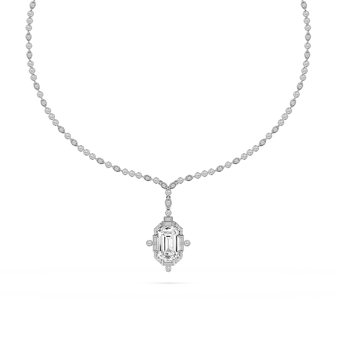 14 ½ ctw Halo Drop Bezel Tennis Pendant - Signature Collection