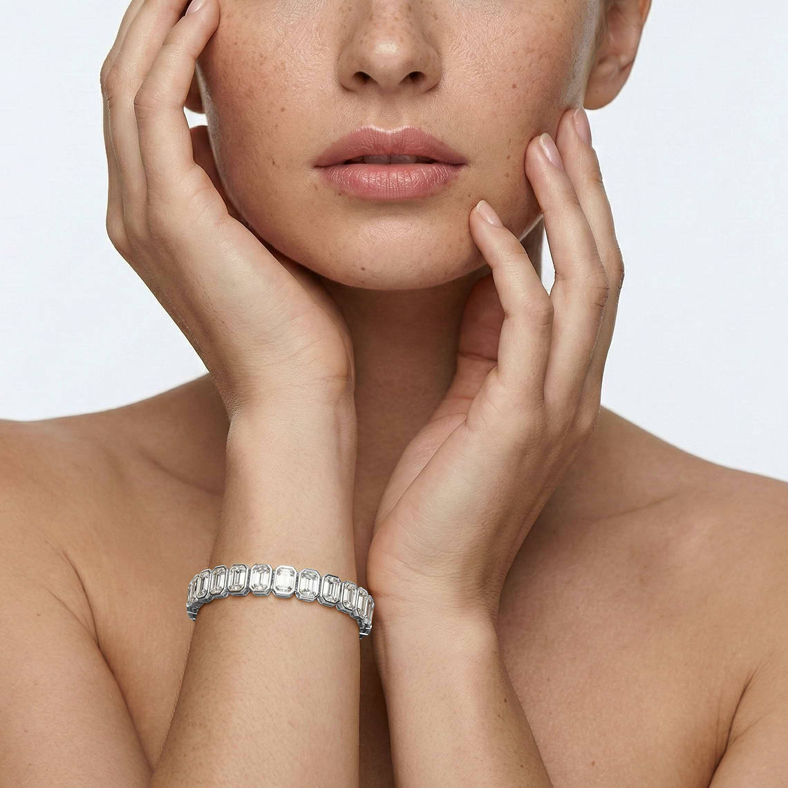 29 ctw Emerald Lab Grown Diamond Bezel Set Tennis Bracelet - 7