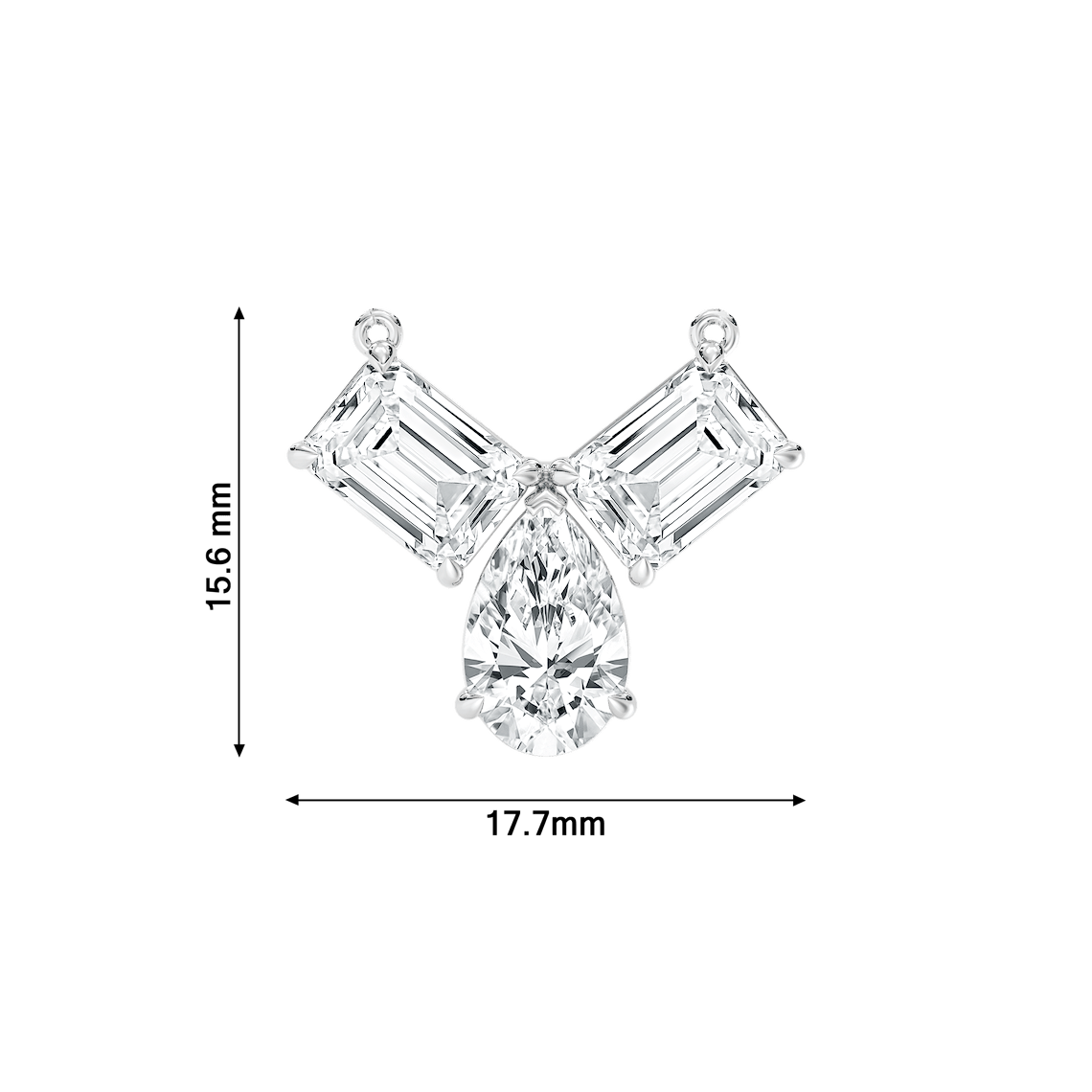 3 ctw Pear and Emerald Lab Grown Diamond Three Stone Pendant - 18 Inch -  MiaDonna