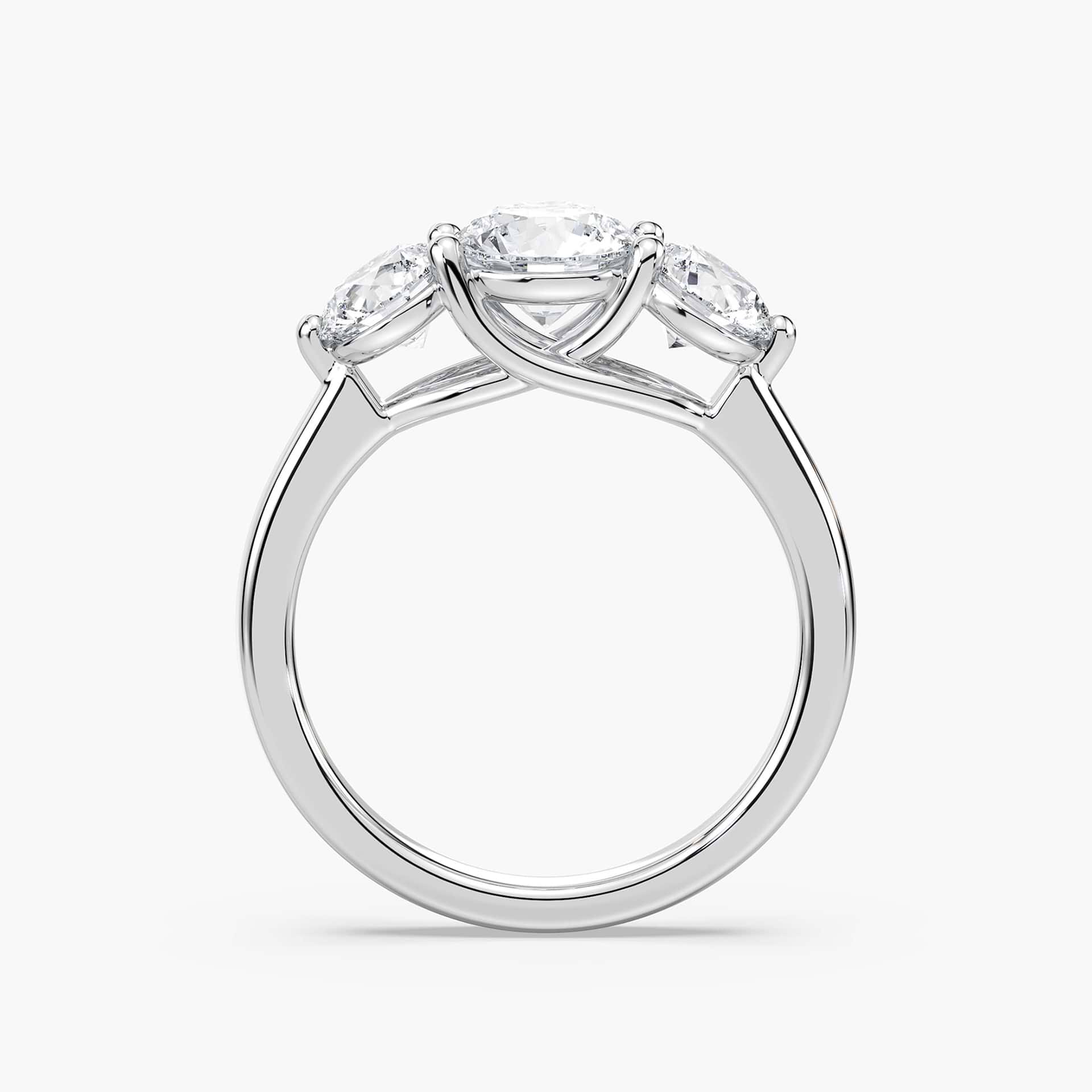 Alexis Round Lab Grown Diamond Trellis Three Stone Engagement Ring