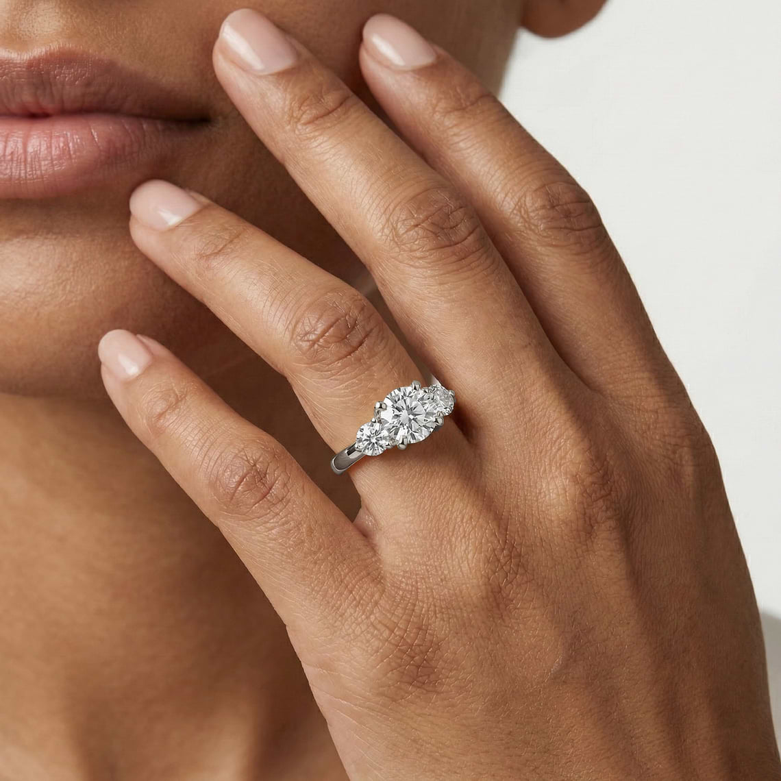 Carmella Lab Grown Diamond Three Stone Engagement Ring | MiaDonna