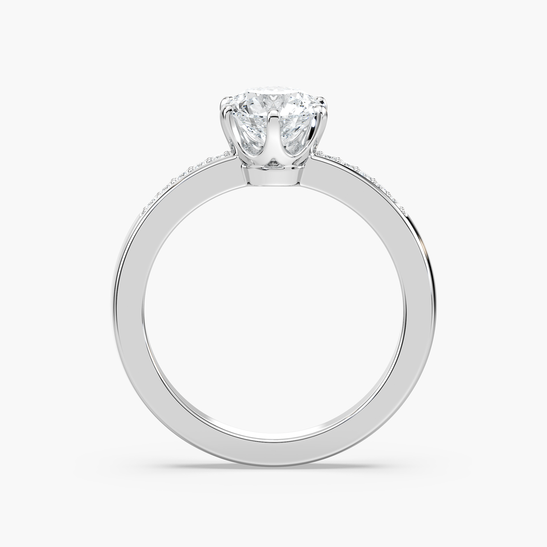 Carmen Round Lab Grown Diamond ChannelSide Stone Engagement Ring