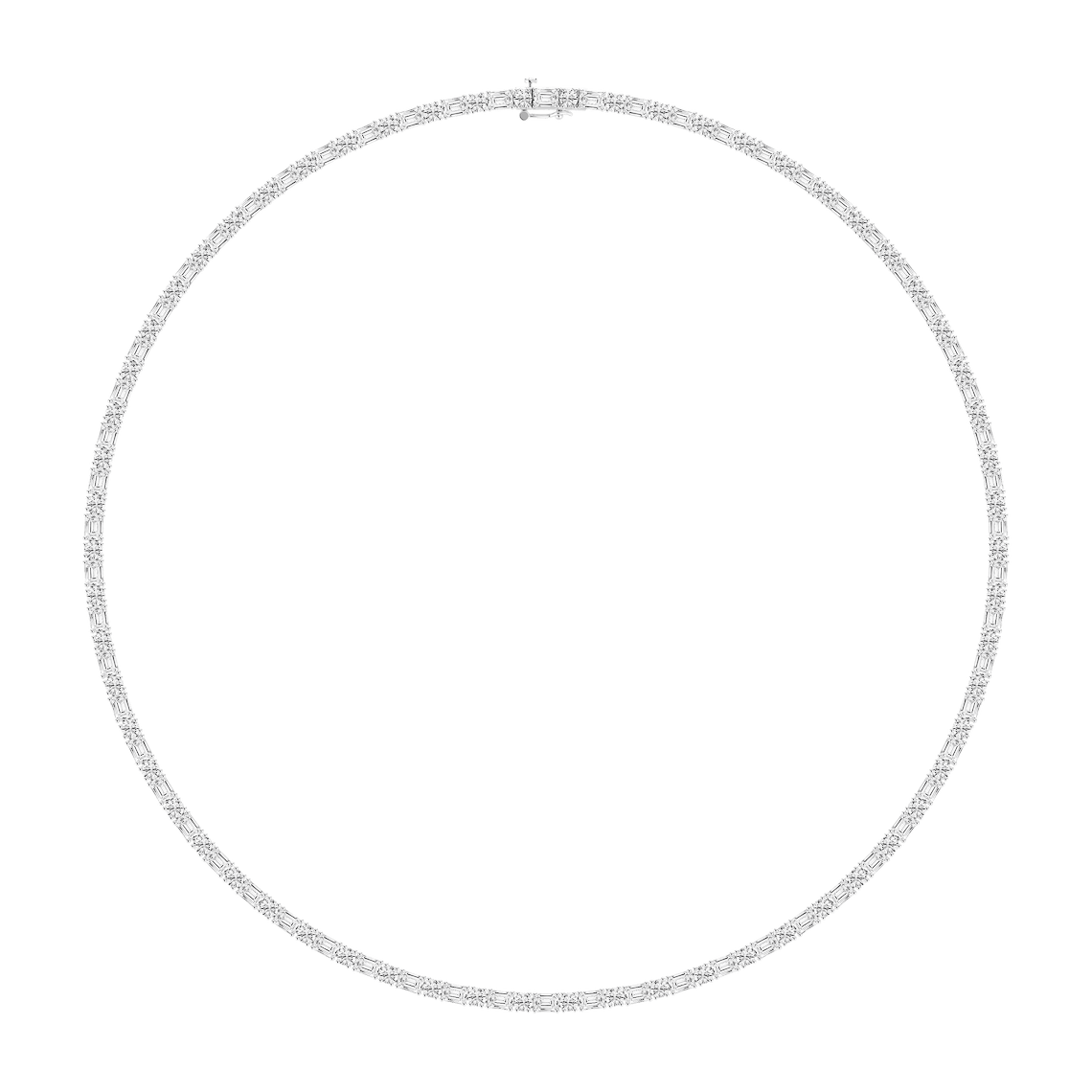 21 ctw Emerald and Round Lab Grown Diamond Classic Tennis Necklace