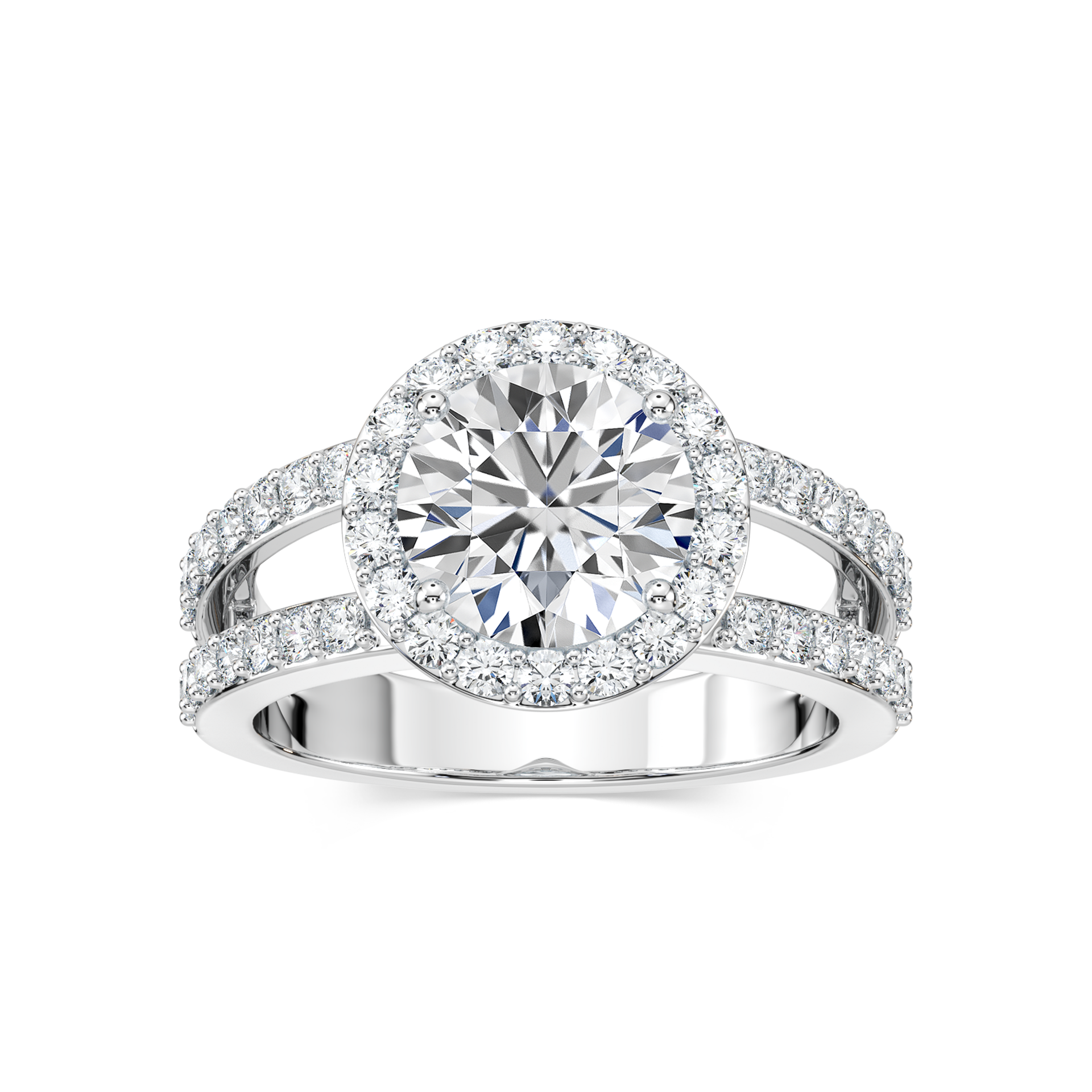Shown with 2.89ct Oval Cut Lab Grown Diamond set in 18k Yellow Gold|Celebrity inspired diamond accented halo engagement ring with 2.89ct oval cut lab grown diamond center stone set in 18k yellow gold