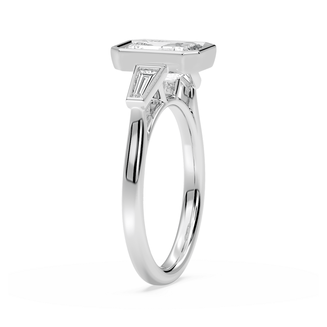 Sydney 2 ½ ctw Emerald Lab Grown Diamond Couture Bezel Set Three