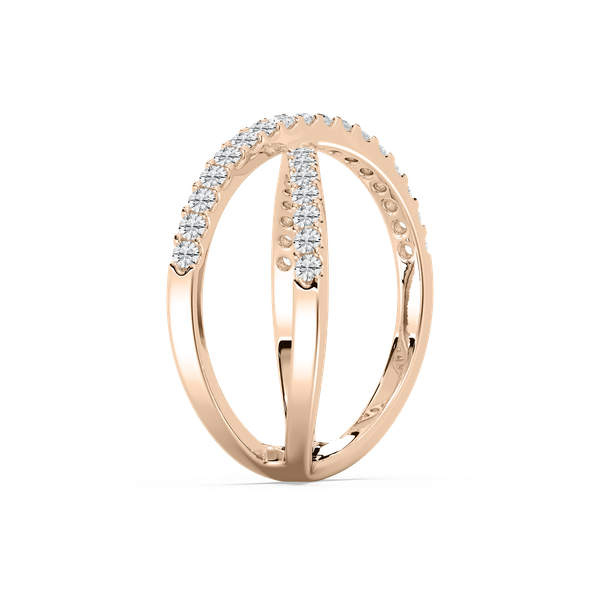 Diamond accented criss cross ring in recycled 14K white gold | Diamond accented criss cross ring in recycled 14K white gold