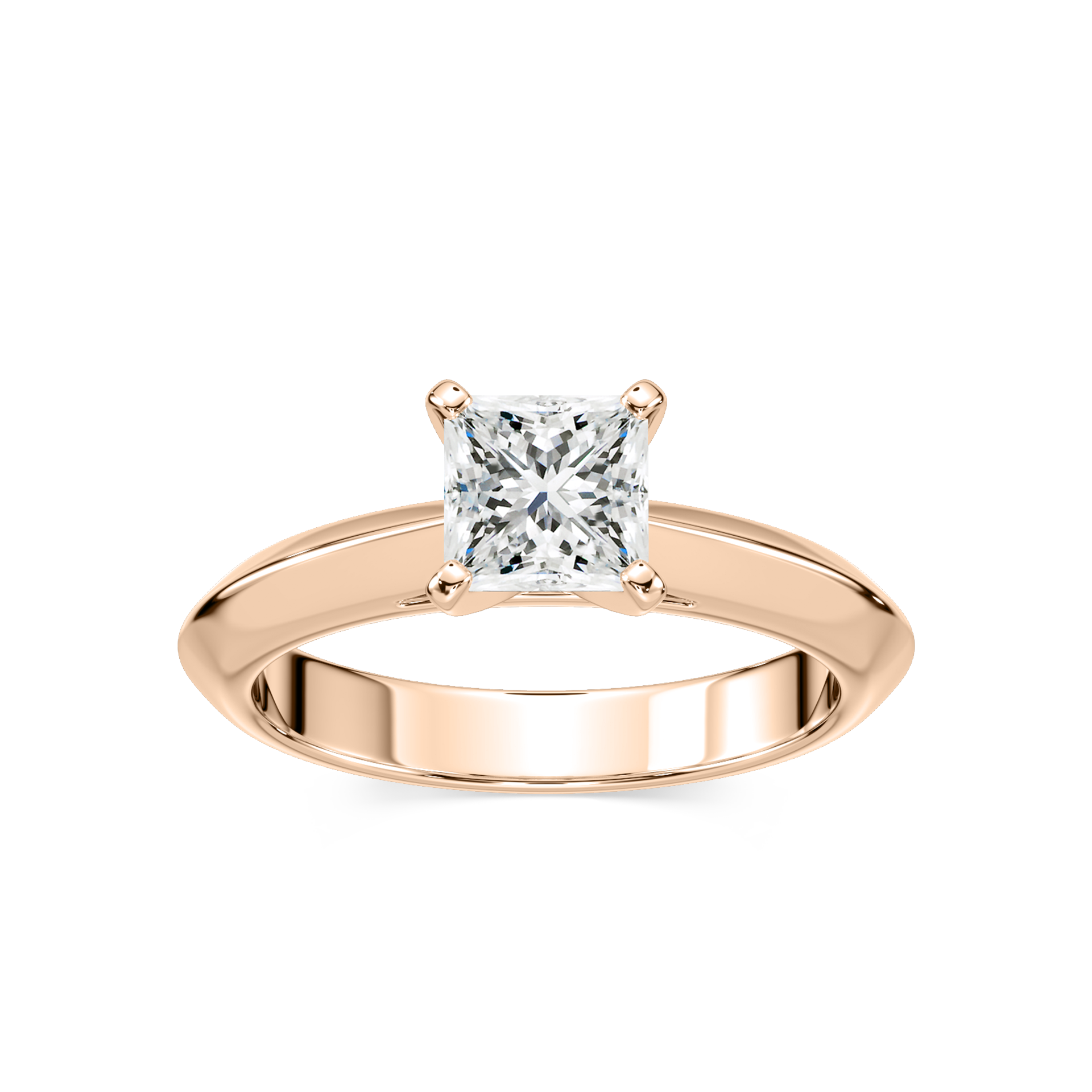 Shown with 1ct Round Cut Lab Grown Diamond in 14k White Gold|Simple solitaire engagement ring with cathedral design holding a 1ct round cut lab grown diamond in 14k white gold