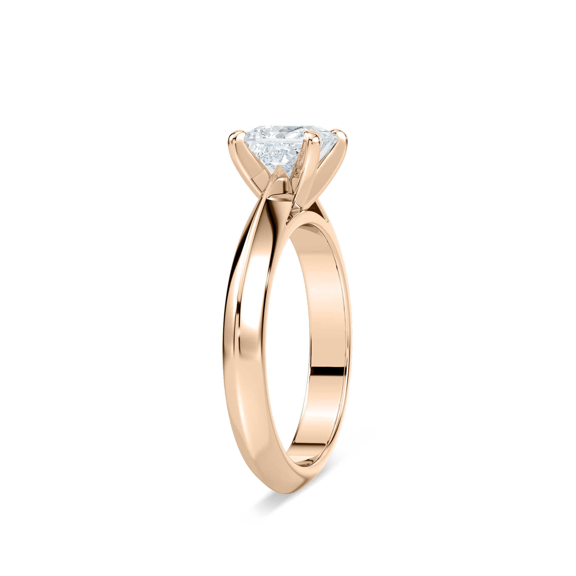 Shown with 1ct Round Cut Lab Grown Diamond in 14k White Gold|Simple solitaire engagement ring with cathedral design holding a 1ct round cut lab grown diamond in 14k white gold
