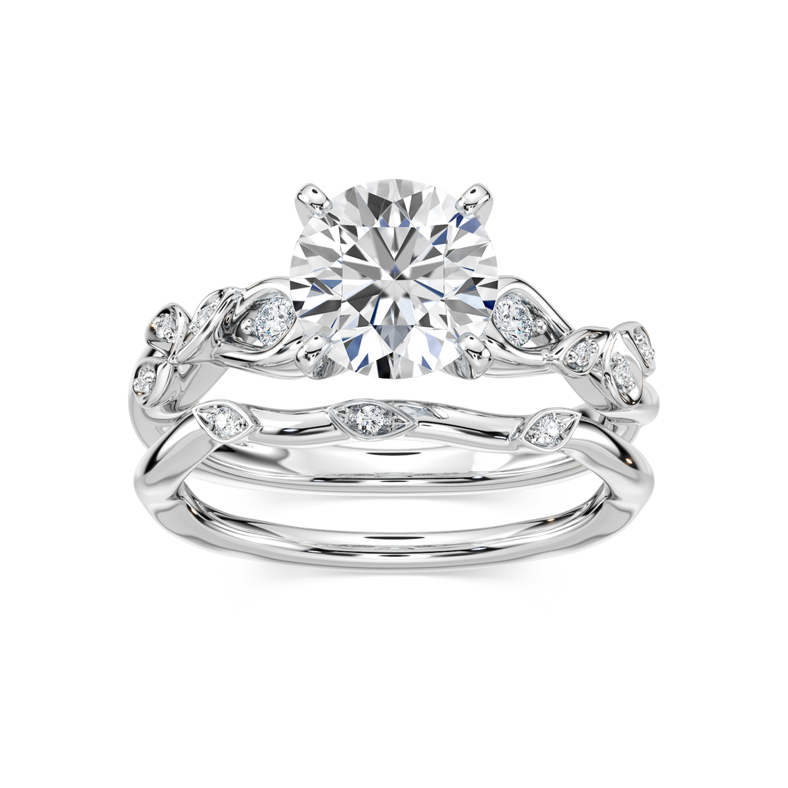 3 pc Set Diamond Ring Set 18k white gold stamped wedding hot 4.2 ct engagement