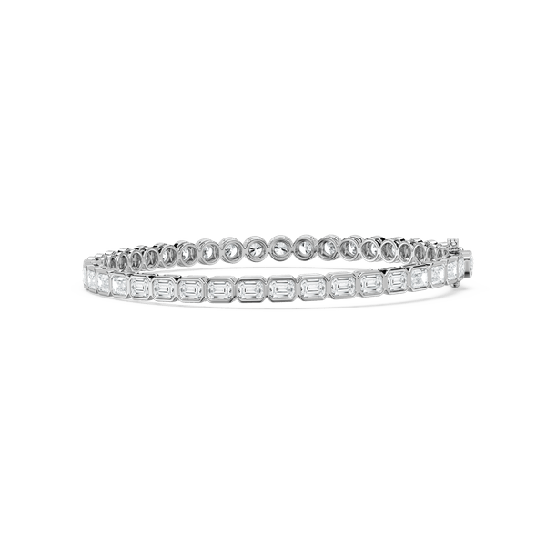 Emerald Round Bezel Bracelet in Rose Gold