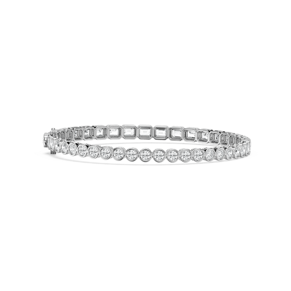 Emerald Round Bezel Bracelet in Rose Gold