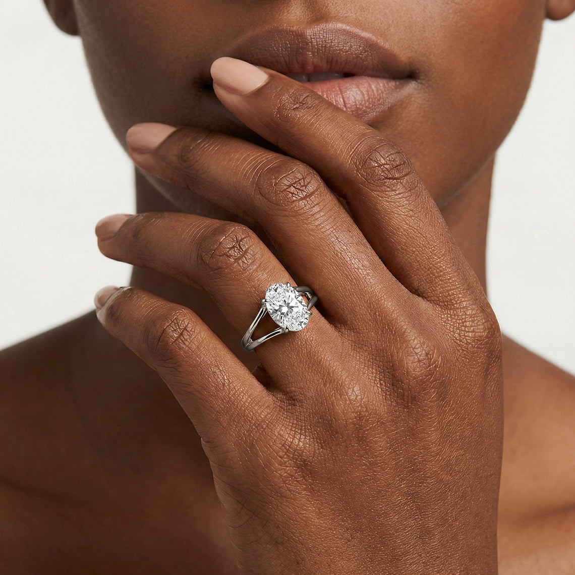 Esme 2 ctw Oval Lab Grown Diamond Open Shank Solitaire Engagement