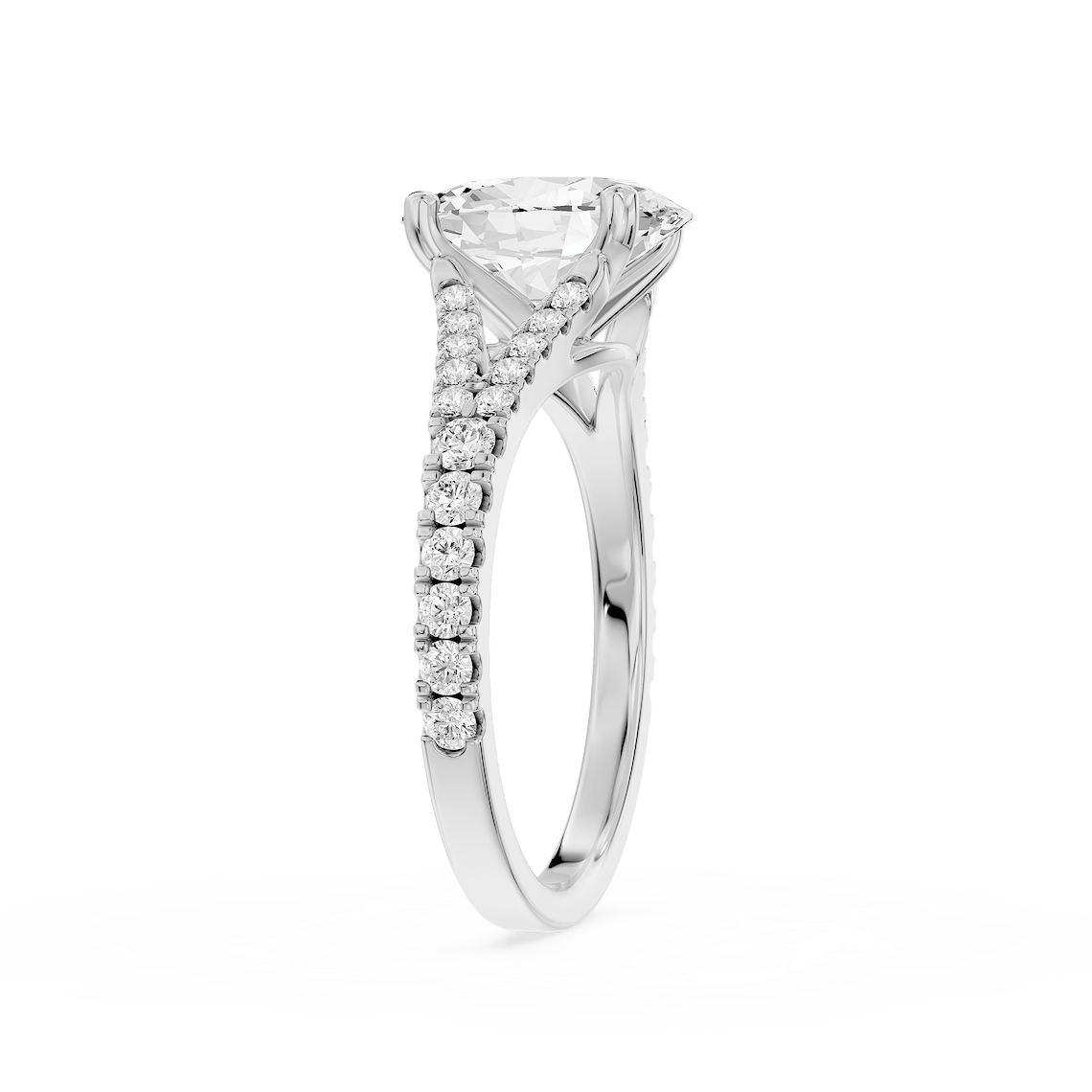 CTHY「ELLIPSE RING by Silver925」 2連15号 Everly 2 ²⁄₅ ctw Oval Lab Grown Diamond Split Shank Side Stone