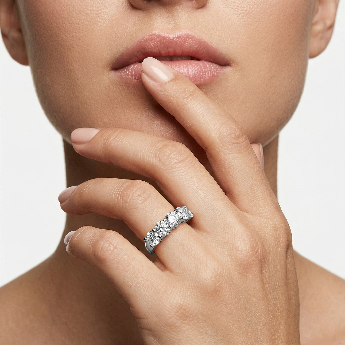Luka Round Lab Grown Diamond Five Stone Shared Prong Anniversary
