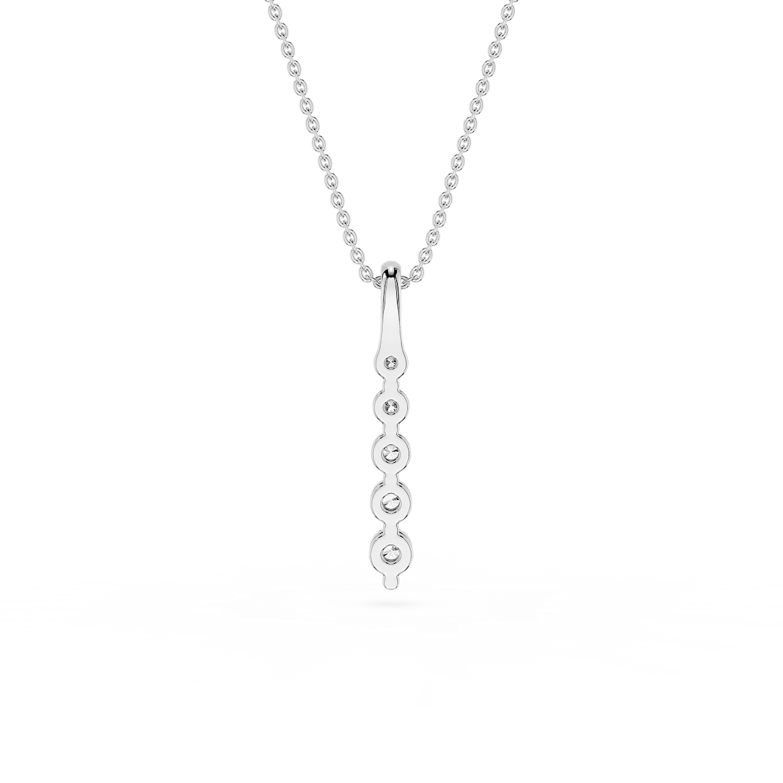 Round Lab Grown Diamond Five Stone Vertical Necklace - MiaDonna