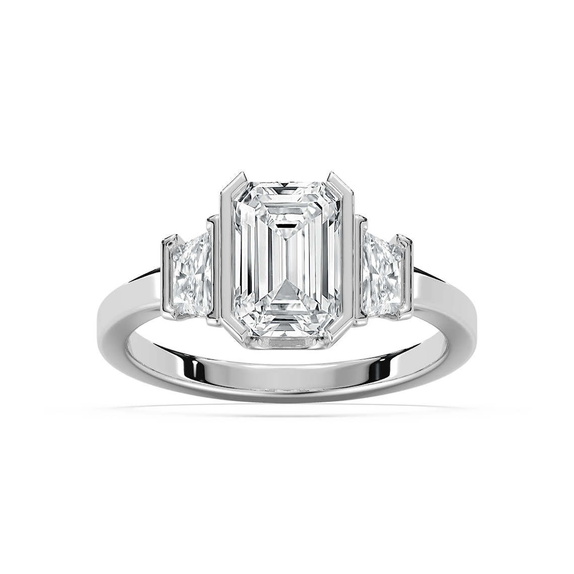 Greya 2 ⁵⁄₈ ctw Emerald Lab Grown Diamond Semi Bezel Three Stone