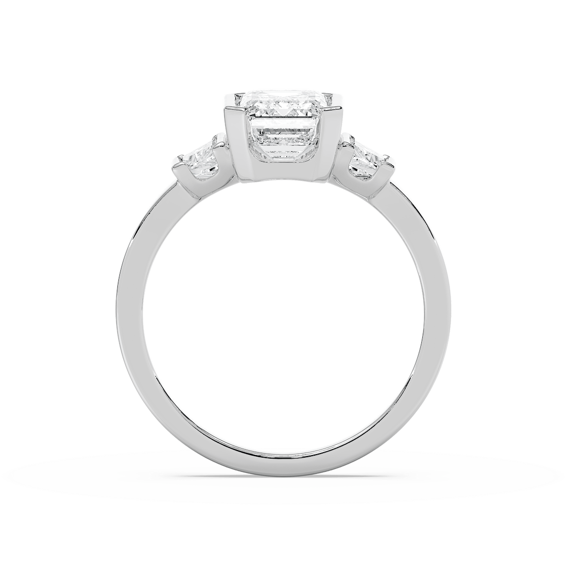 Greya 2 ⁵⁄₈ ctw Emerald Lab Grown Diamond Semi Bezel Three Stone