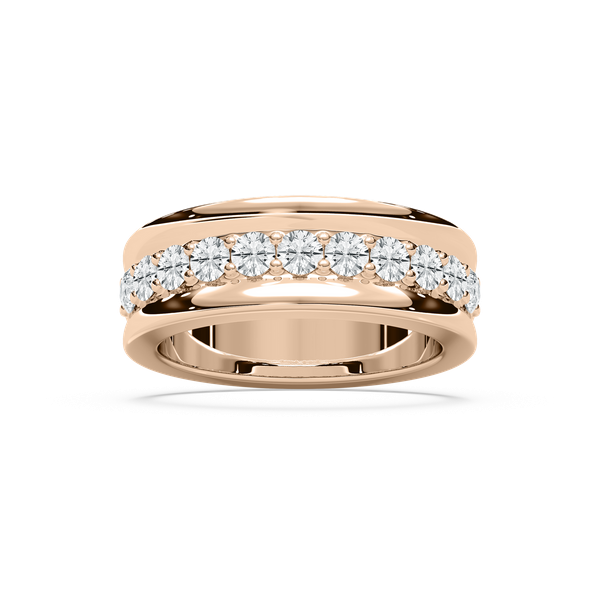 Shown in 14k Yellow Gold|Beautiful diamond accented fashion ring with round cut lab grown diamonds in 14k yellow gold