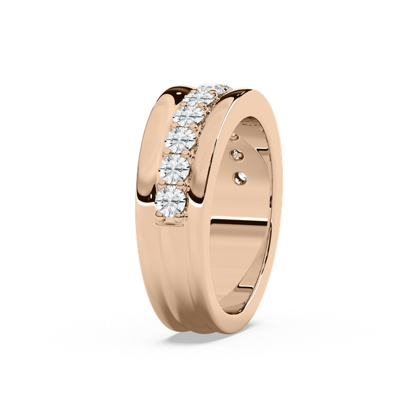 Shown in 14k Yellow Gold|Beautiful diamond accented fashion ring with round cut lab grown diamonds in 14k yellow gold