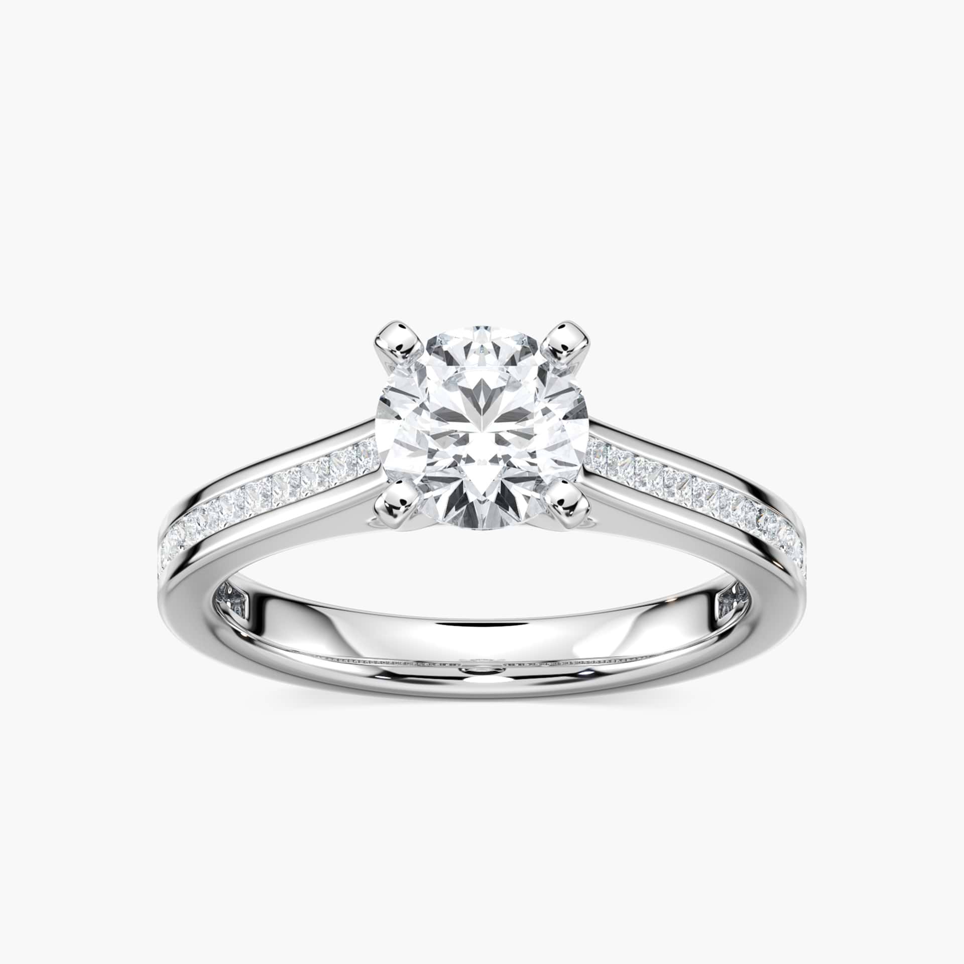 Hazel Round Lab Grown Diamond Channel Set Side Stone Engagement
