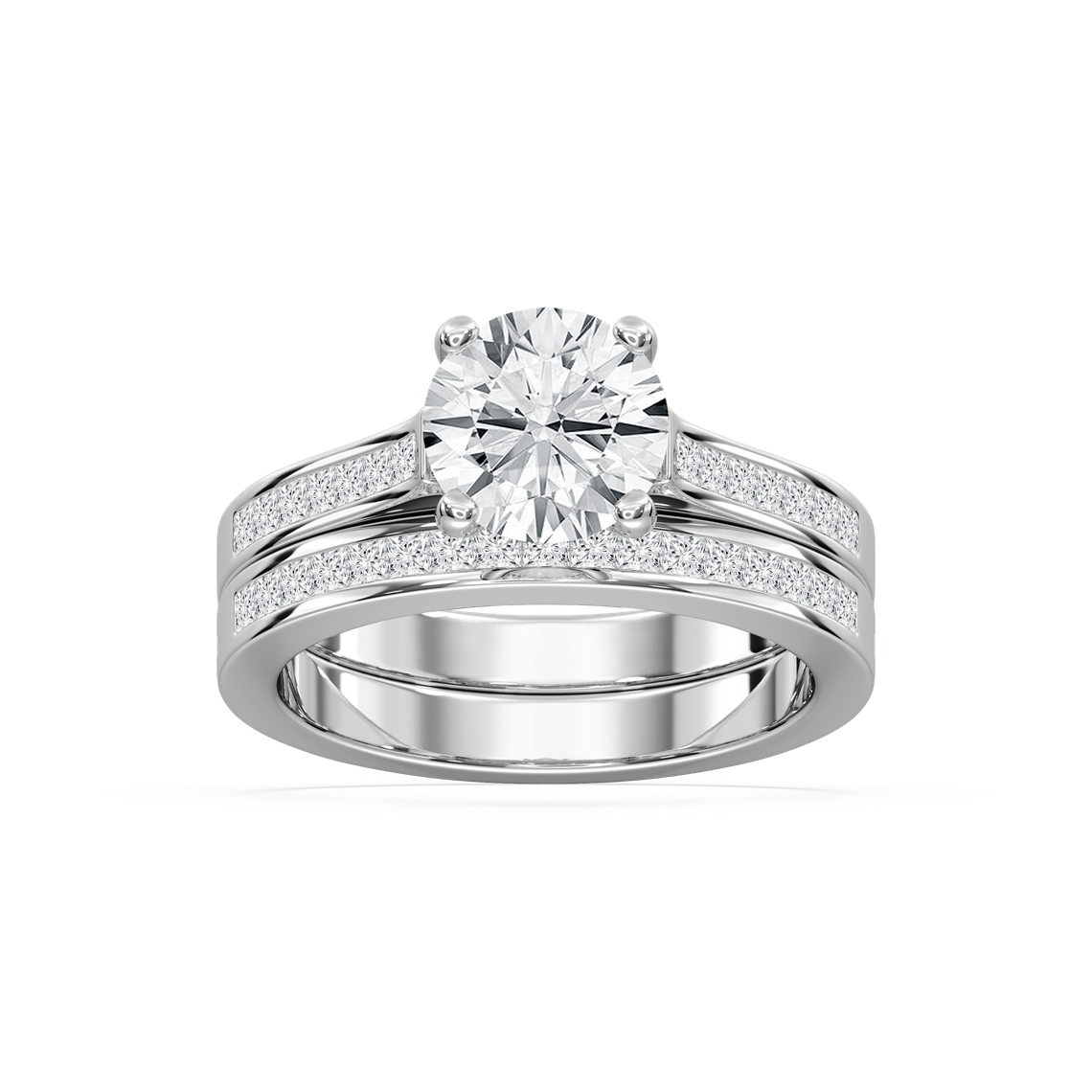Hazel Lab Grown Diamond Cathedral Channel Wedding Set - MiaDonna