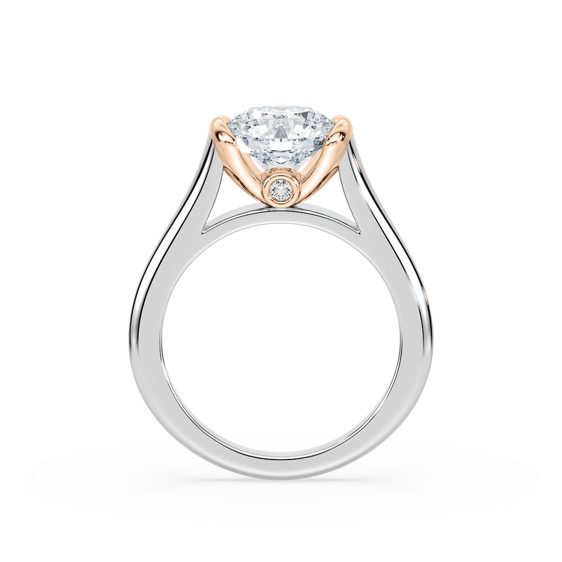 Audrey Round Lab Grown Diamond Half Bezel Solitaire Engagement