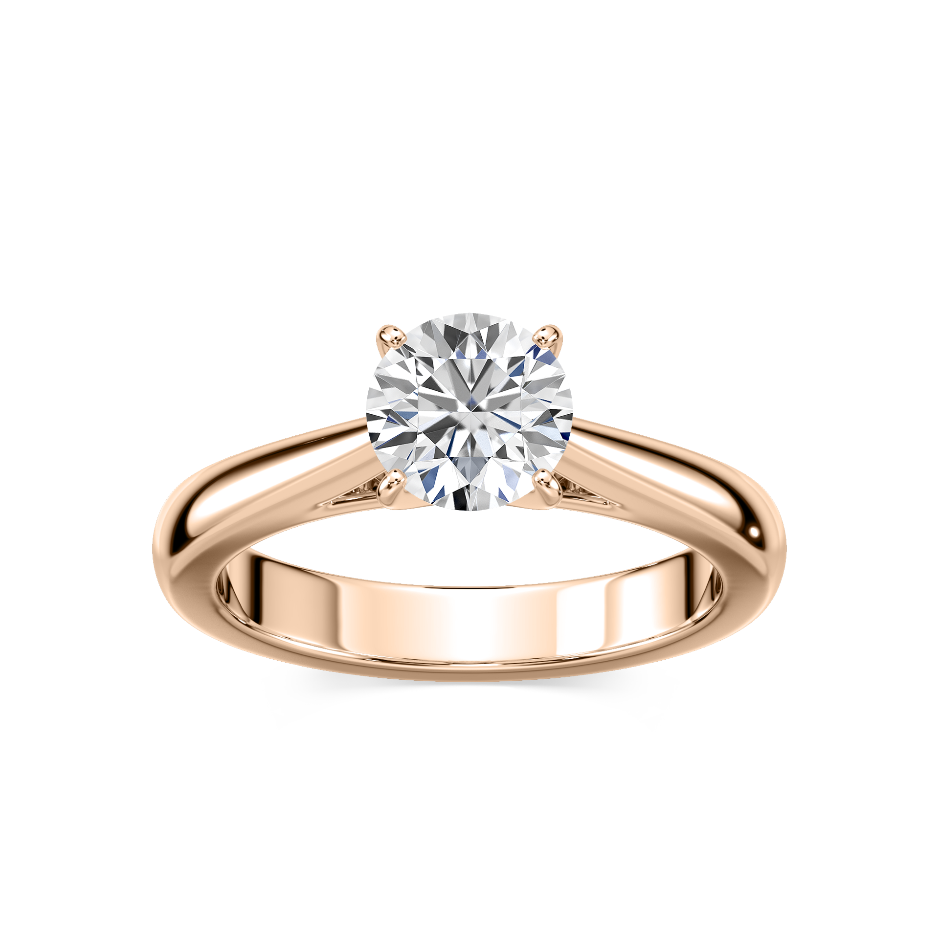 Shown with 1ct Round Cut Lab Grown Diamond in 14k White Gold|Simple solitaire engagement ring with 1ct round cut lab grown diamond in 14k white gold