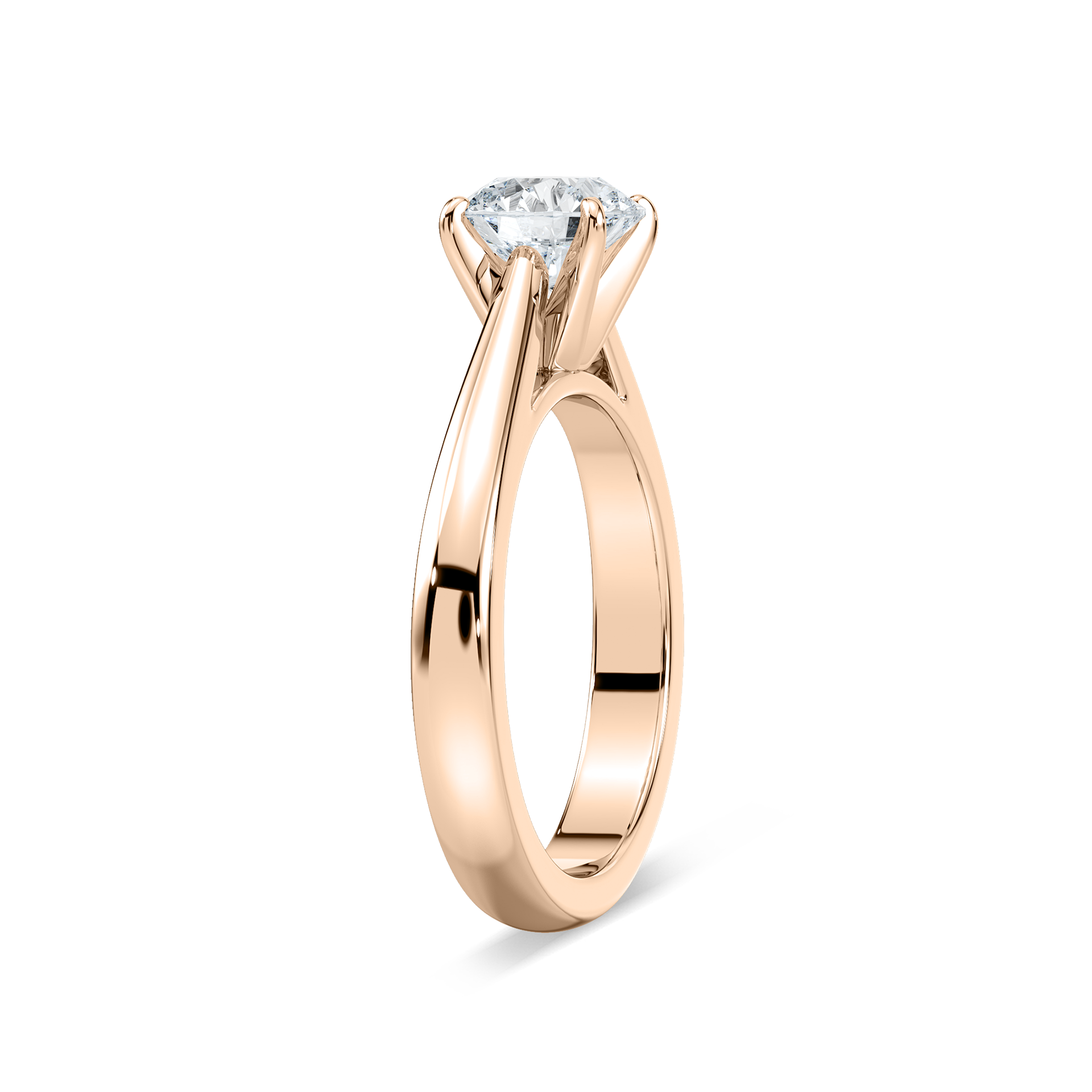Shown with 1ct Round Cut Lab Grown Diamond in 14k White Gold|Simple solitaire engagement ring with 1ct round cut lab grown diamond in 14k white gold