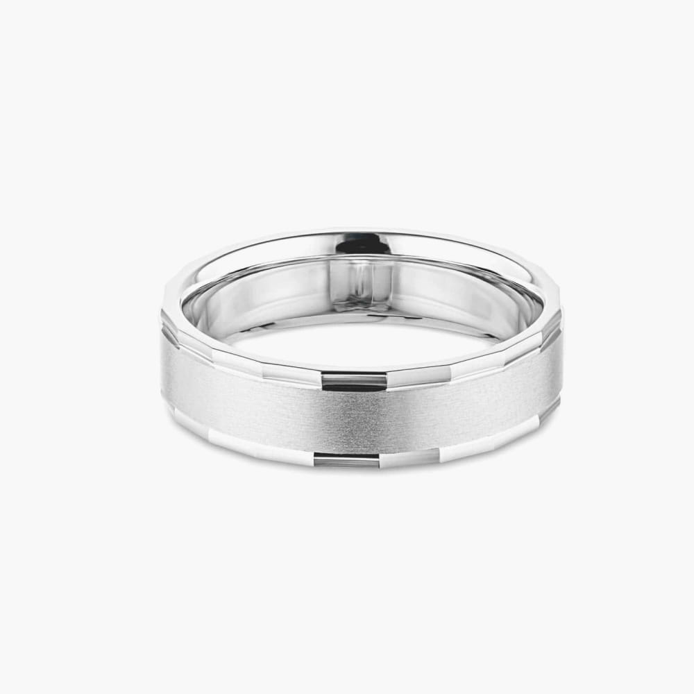 Journey 6.00mm Faceted Bevel Plain Metal Band - MiaDonna