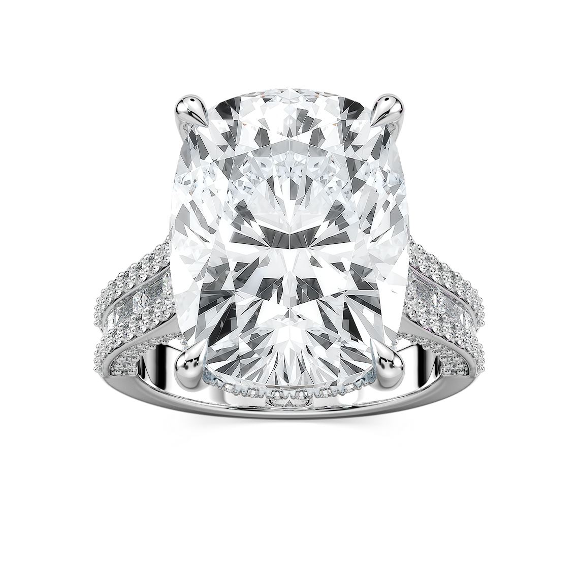 Kristina 17 ⅓ ctw Elongated Cushion Lab Grown Diamond Hidden Halo