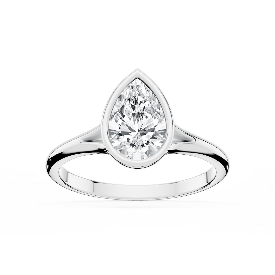 【新品】MORELLATO デザイナーズ 一輪挿し 18K Solitaire Linda Pear Lab Grown Diamond Bezel Split Shank Solitaire