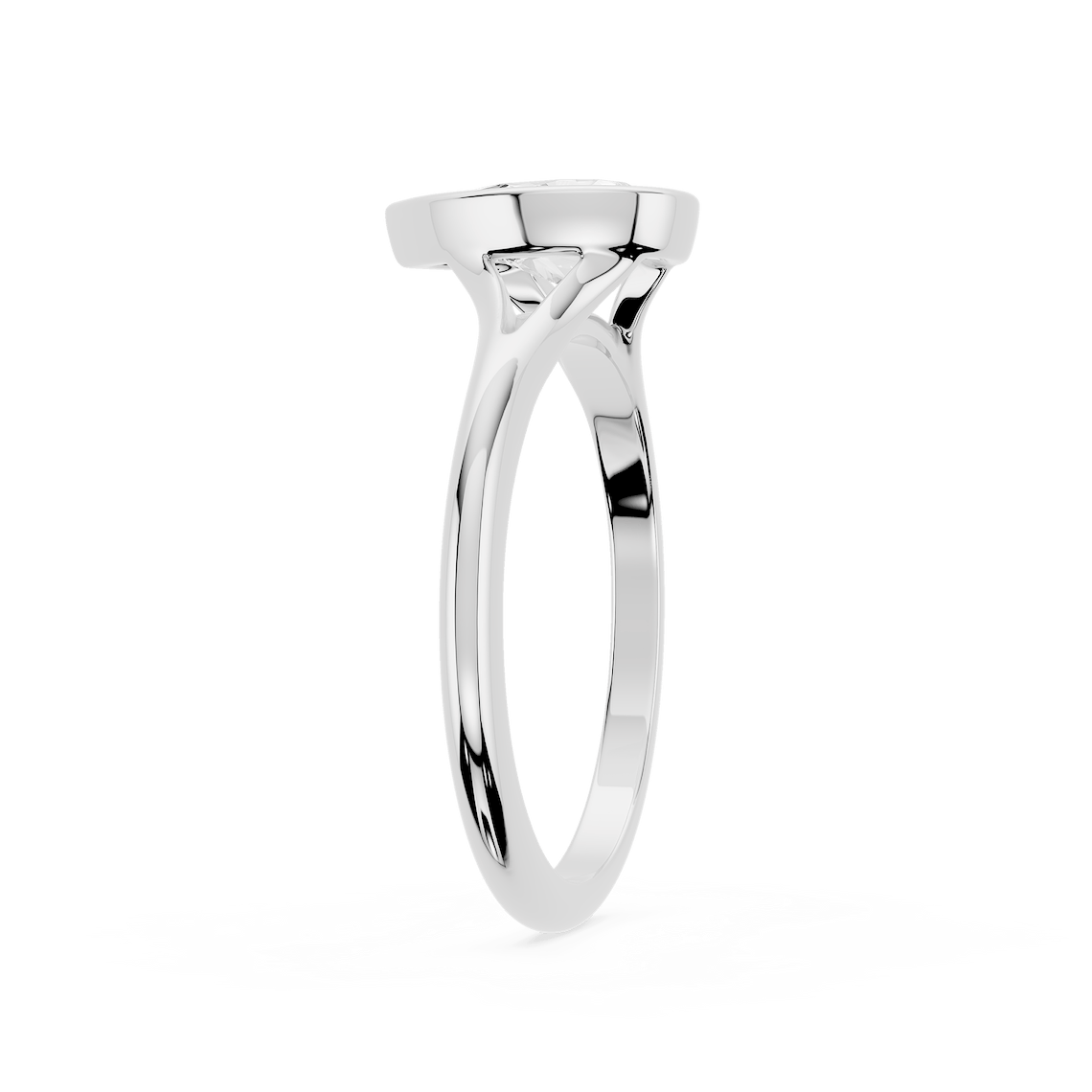 Linda Pear Lab Grown Diamond Bezel Split Shank Solitaire