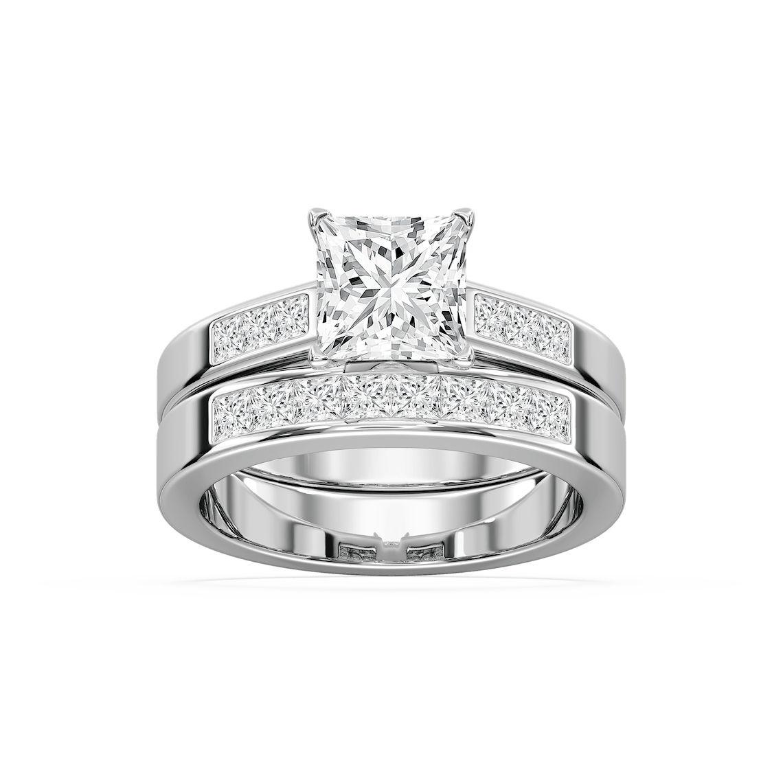 Melanie Lab Grown Diamond Cathedral Channel Wedding Set | MiaDonna