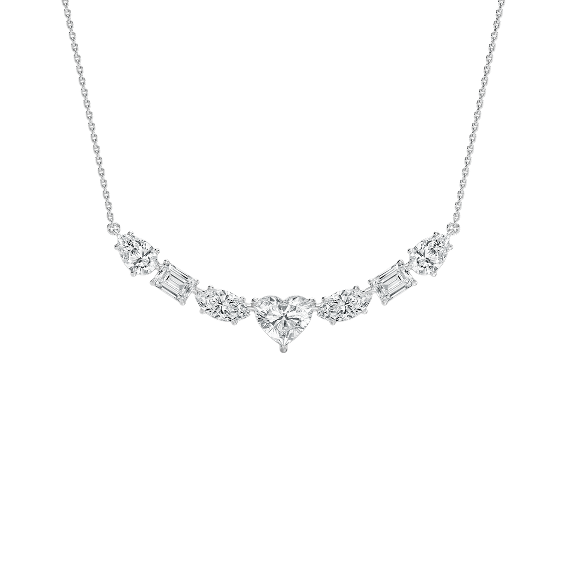 4 ½ ctw Multi-Shape Lab Grown Diamond Centered Heart Necklace - 18