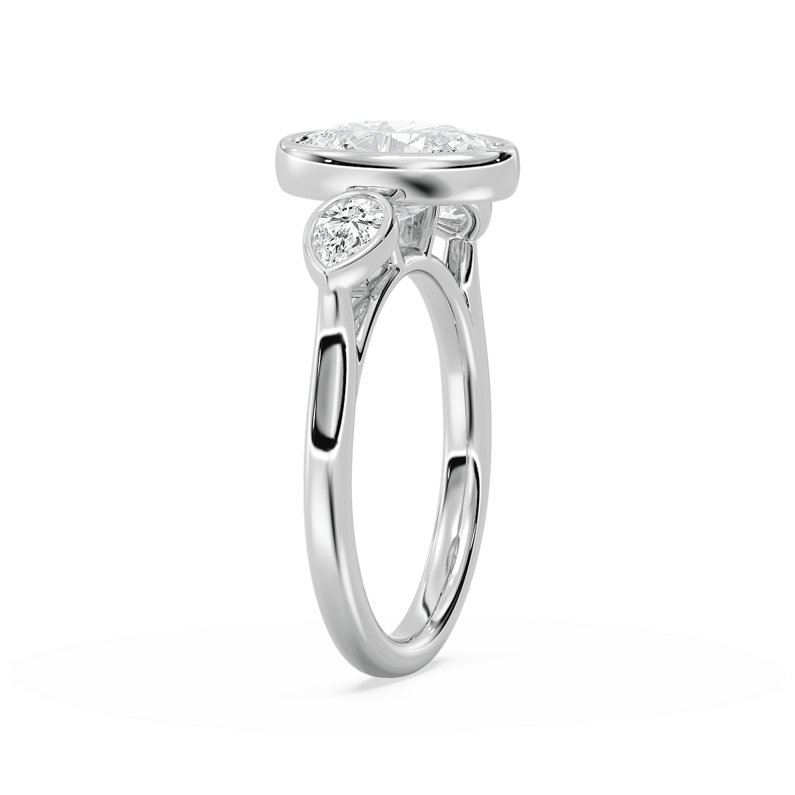 Nova 2 ½ ctw Oval Lab Grown Diamond Bezel Set Three Stone